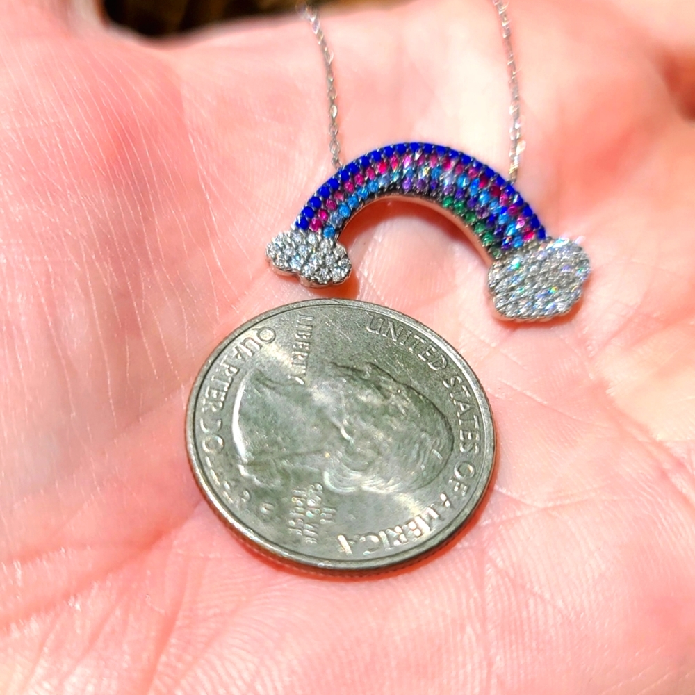 White Topaz Clouds Rainbow Gemstone necklace